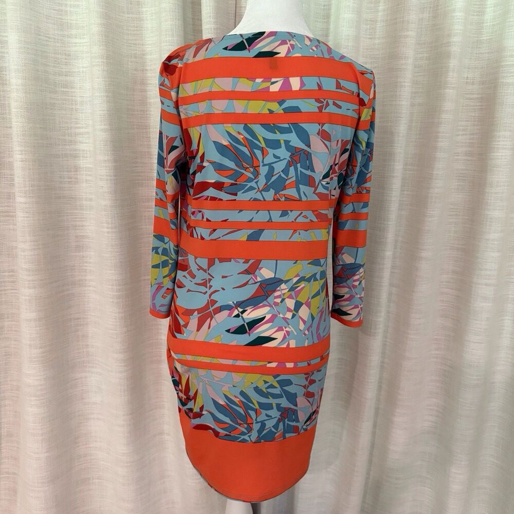 BCBGMaxAzria Colorful Striped Tropical 3/4‎ sleeve Shift Dress size XS Vacation - Picture 10 of 16